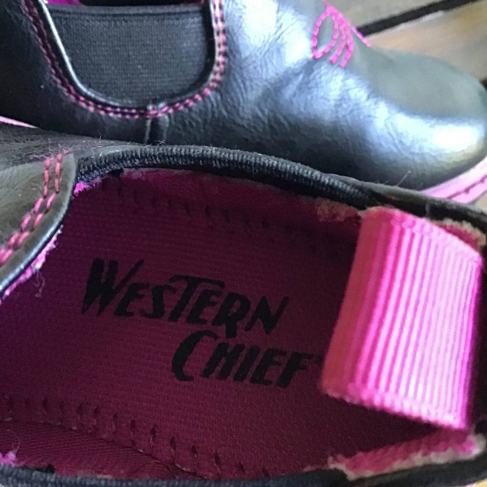 Western Chief Black Pink Toddler Rameos Low Ankle Boots Booties